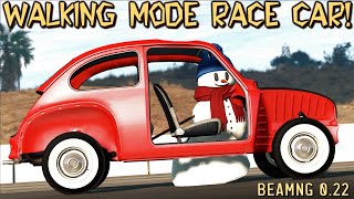 BeamNG 022 Update  Snowman Powered Race Car  Walking Mode Flintstones Car [upl. by Dihahs725]