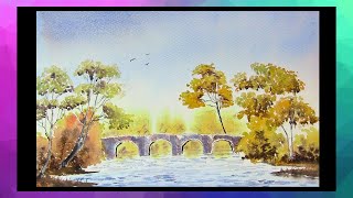 PAINT STUNNING AUTUMN LANDSCAPE IN WATERCOLOR [upl. by Bradman]