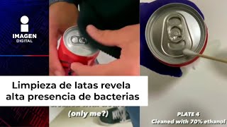 ¿Limpias las latas con tu ropa Mira cuántas bacterias hay en la parte superior [upl. by Reinaldo]