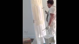 How to paint a 6 panel door using Dulux Trade oil based pure brilliant white satinwood [upl. by Adnorrahs]