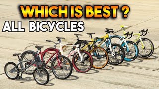 GTA 5 ONLINE  ALL BICYCLES BMX SCORCHER ENDUREX WHIPPET TRI CYCLES CRUISER WHICH IS BEST [upl. by Anialram]