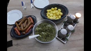 Thermomix TM 6  TM 5  Grünkohl mit Kassler Pinkel Mettenden und Kartoffeln [upl. by Shipp]