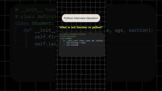 Python Interview Question Understanding the init Function pythonprogramming [upl. by Eisle]