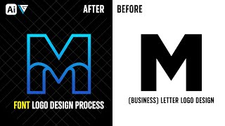 Logo Design Tutorial Monogram M Logo Design Process On Font Adobe Illustrator Tutorial [upl. by Arundell]