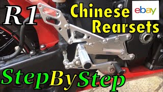 Chinese adjustable rearsets installation R1 full step by step [upl. by Berti]