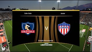 Colo Colo vs Junior ● Copa Libertadores 2024 ● Gameplay Pes 2021 [upl. by Anoit]