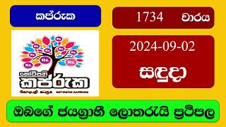 Kapruka 1734 20240902 කප්රුක ලොතරැයි ප්‍රතිඵල Lottery Result NLB Sri Lanka [upl. by Mirabelle]