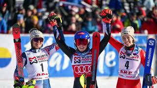 American Mikaela Shiffrin Returns From SixWeek Injury LayOff To Clinch Slalom Title [upl. by Ojiram]