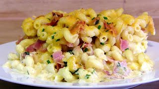 NUDELAUFLAUF MIT SCHINKEN UND KÄSESCHINKENNUDELN MIT CHEDDAR KÄSE ÜBERBACKENMAKKARONI AUFLAUF [upl. by Autry]