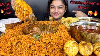 CHICKEN KEEMA BIRYANI WITH MURGIR LAL LAL JHOL SPICY EGG CURRY SPICY CHICKEN CURRY amp RAITA  ASMR [upl. by Llerej]