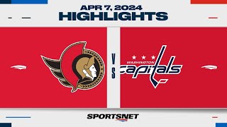 NHL Highlights  Senators vs Capitals  April 7 2024 [upl. by Coats]