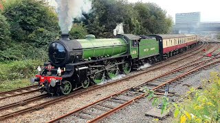 Mayflower LNER B1 61306 Storms out of Plymouth Station 25092024 Golden Hind [upl. by Charlena407]