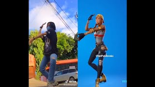 Copines Fortnite IN REAL LIFE 100 in Sync SIDE BY SIDE COMPARISON [upl. by Knorring]