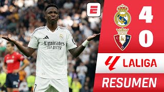 REAL MADRID GOLEÓ 40 al OSASUNA con HAT TRICK DE VINICIUS GOLAZO de BELLINGHAM  La Liga  RESUMEN [upl. by Leirza398]