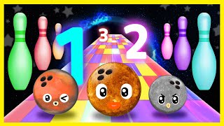 Learn Numbers with Funny Planets  Planet Bowling Ball Adventure  Counting Numbers 120  8 Planets [upl. by Yme]