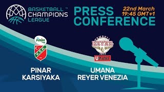 Pinar Karsiyaka v Umana Reyer Venezia  Press Conference QuarterFinal Basketball Champions League [upl. by Nanni]