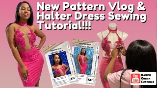 Halter Dress Sewing Tutorial and Vlog [upl. by Fritzie346]