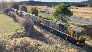 TasRail TR12 TR01 31 train passing under Porters Bridge Road Exton [upl. by Arihk]