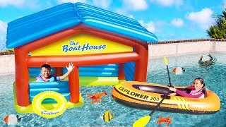 Wendy Pretend Play with Inflatable Boat Playhouse Kids Toys [upl. by Wilber827]