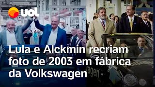 Lula e Alckmin recriam foto e ‘desfilam’ em carro da Volkswagen veja vídeo [upl. by Mureil146]