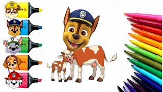 Drawing And Coloring Chase Characters from Paw Patrol 🐾🐕 🌈  Drawing for kids step by step 12 [upl. by Dao]