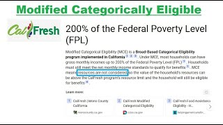 CalFresh  Modified Categorically Eligible  Resources Dont Count  Food Stamps [upl. by Itraa561]