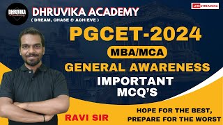 PGCET 2024  KEA PGCET 2024 MBA MCA  General Awareness Important Questions [upl. by Yknarf]