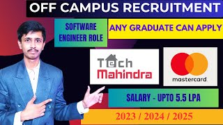 Tech Mahindra Recruitment 2024 for Freshers  Mastercard Recruitment 2024  Software Engineer Role [upl. by Dlaniger224]