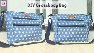 DIY Crossbody Bag Tutorial  DIY Crossbody Bag With Zipper Pocket [upl. by Faith714]