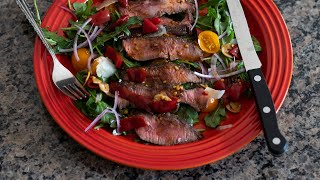 Tagliata  Italian Steak Salad With Arugula Shaved Parmesan amp Calabrian Chili Peppers [upl. by Aroved]