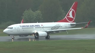 HD Turkish Airlines Boeing 737700 arrival amp departure at Friedrichshafen AIrport  01052016 [upl. by Eitsirc]