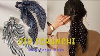 DIY HAIR SCARF 🧣  How To Make Scrunchies With Hair Ties Easy Bow Scrunchi Tutorial [upl. by Catima]