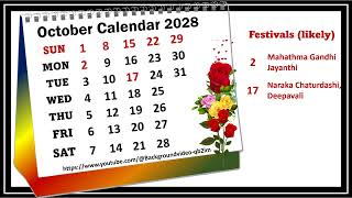 October Calendar 2028 octobercalender2028 [upl. by Manuela554]