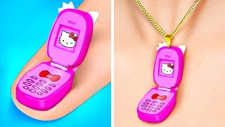 CE DRĂGUȚ 😻 MAMA MIA FĂCUT UN TELEFON DIY HELLO KITTY 😻  Trucuri DIY din carton – 123GO Like [upl. by Ignaz]