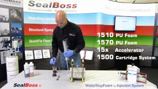 Polyurethane Crack Injection 1510 WATER STOP FOAM Demo  LeakSeal Grout Geek Training  SealBoss [upl. by Atiuqnahs]