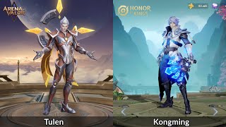 Hero Comparison Tulen and Kongming  Arena of valor vs Honor of king [upl. by Dickie]