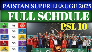 Pakistan Super league 2025 PSL 2025 Schedule announced PSL 10 Schedule [upl. by Yrral426]