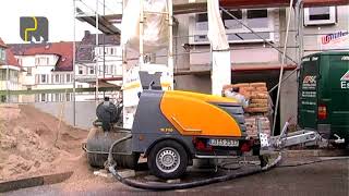 Putzmeister Mixokret M 740 D applying traditional cement based floor screed [upl. by Jehoash]