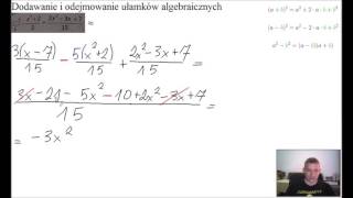 Dodawanie i odejmowanie ułamków algebraicznych 3 [upl. by Amles]