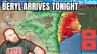 Beryl Set To Strike Texas Gulf Coast As Hurricane Late Tonight [upl. by Oicnecserc428]