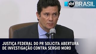 Justiça Federal do PR solicita abertura de investigação contra Sergio Moro  SBT Brasil 280323 [upl. by Nylia]