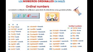 LOS NÚMEROS ORDINALES EN INGLÉS DEL 1 AL 100 PRONUNCIACIÓN Y ESCRITURA [upl. by Oiramad198]