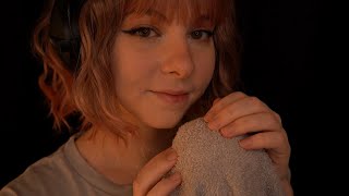 casual ASMR  close up Whispered Ramble amp no editing  comfy Sounds Towel Scratching [upl. by Hedveh]