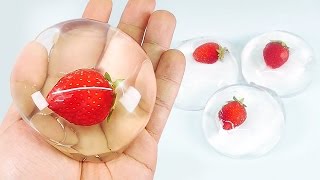 How to Make Strawberry Raindrop Cake  Water Jelly Cake Recipe Ooho Satisfying Video [upl. by Anuait683]