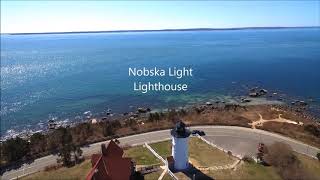 Aerial footage Nobska Light Lighthouse Falmouth MA Cape Cod [upl. by Llennahs481]