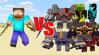 Herobine VS All Monstrosities and Elemental Zombies Bosses in Minecraft [upl. by Damiani]