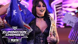 Rhea Ripley receives a hero’s welcome in Australia WWE Elimination Chamber 2024 highlights [upl. by Trebleht]