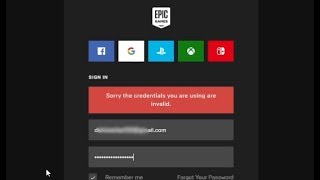 Sorry the credential you are using is invalid  Epic Games log in problem Fixed 2021 [upl. by Hachman142]