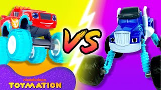 Water Rider Blaze vs Tow Truck Crusher 8  Blaze and the Monster Machines Toys  Toymation [upl. by Culliton]