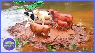 INCRÍVEL AVENTURA NA FAZENDA Salvando Vacas do Perigo das Águas [upl. by Eilata]